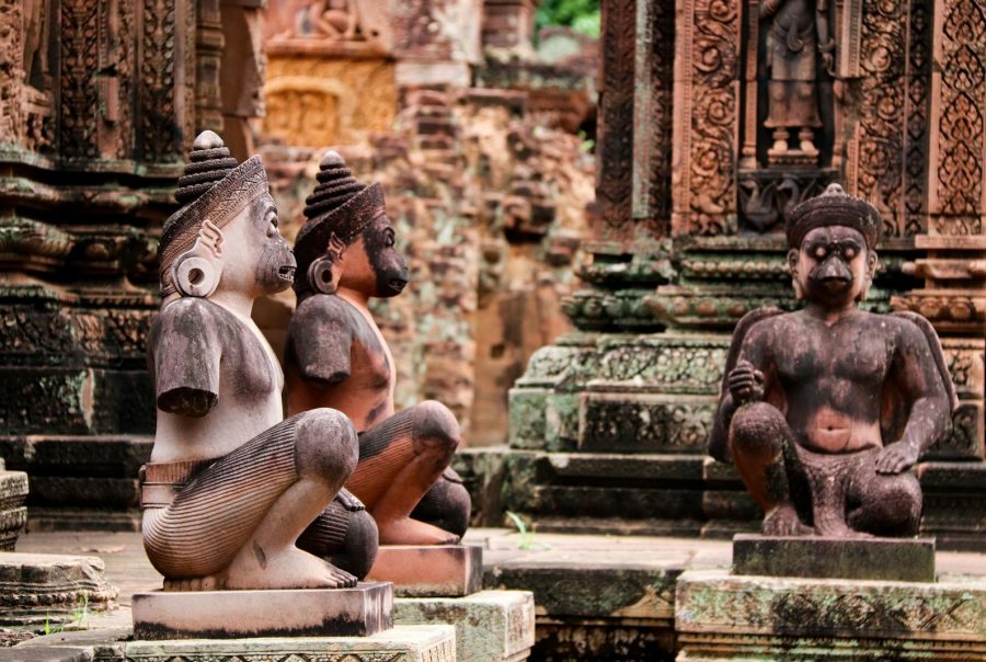 Beautifully carved stone sculptures in an ancient temple reflecting spirituality and art.