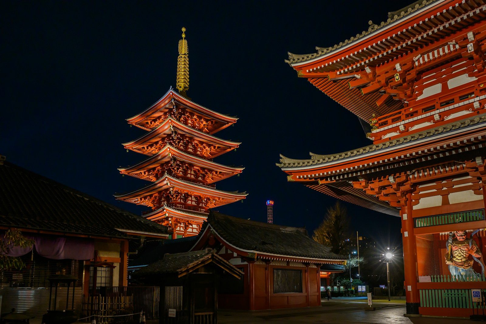 Illuminated japanese temple at night looks stunning.